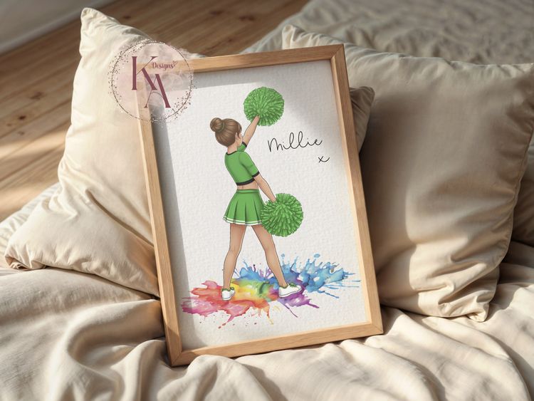 A4 Custom Cheerleader (Green Pose) Print